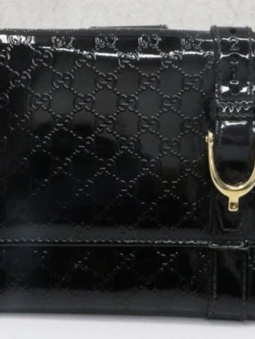 Gucci Micro Bifold Patent Leather Wallet - Black